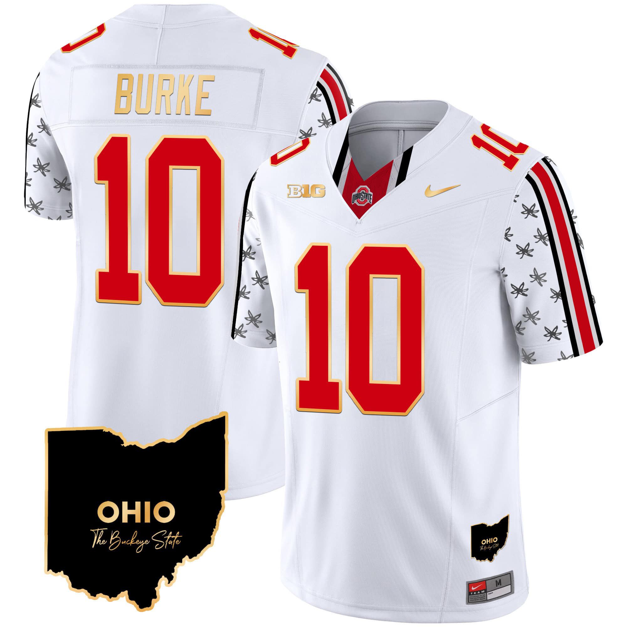 Men Ohio State Buckeyes #10 Burke White 2024 Nike Home Patch Gold Trim Vapor Limited NCAA Jersey->indianapolis colts->NFL Jersey